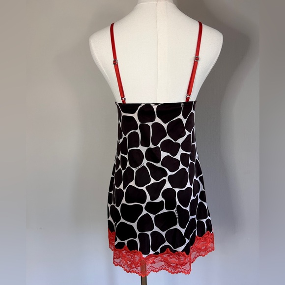 VICTORIAS SECRET Y2K Babydoll Lace Trim Animal Print V Sexy Slip Chemise Small - Picture 11 of 15
